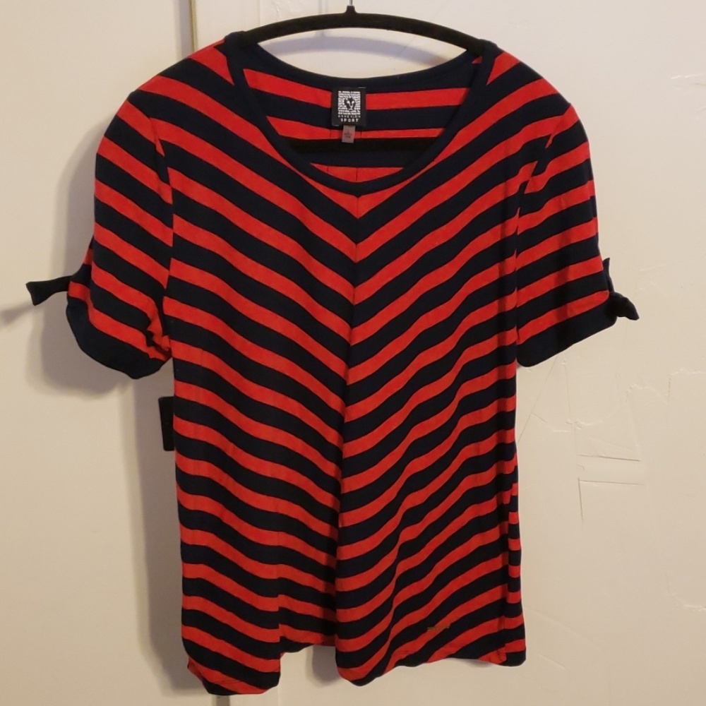 Anne Klein Large stretch geometric stripe top